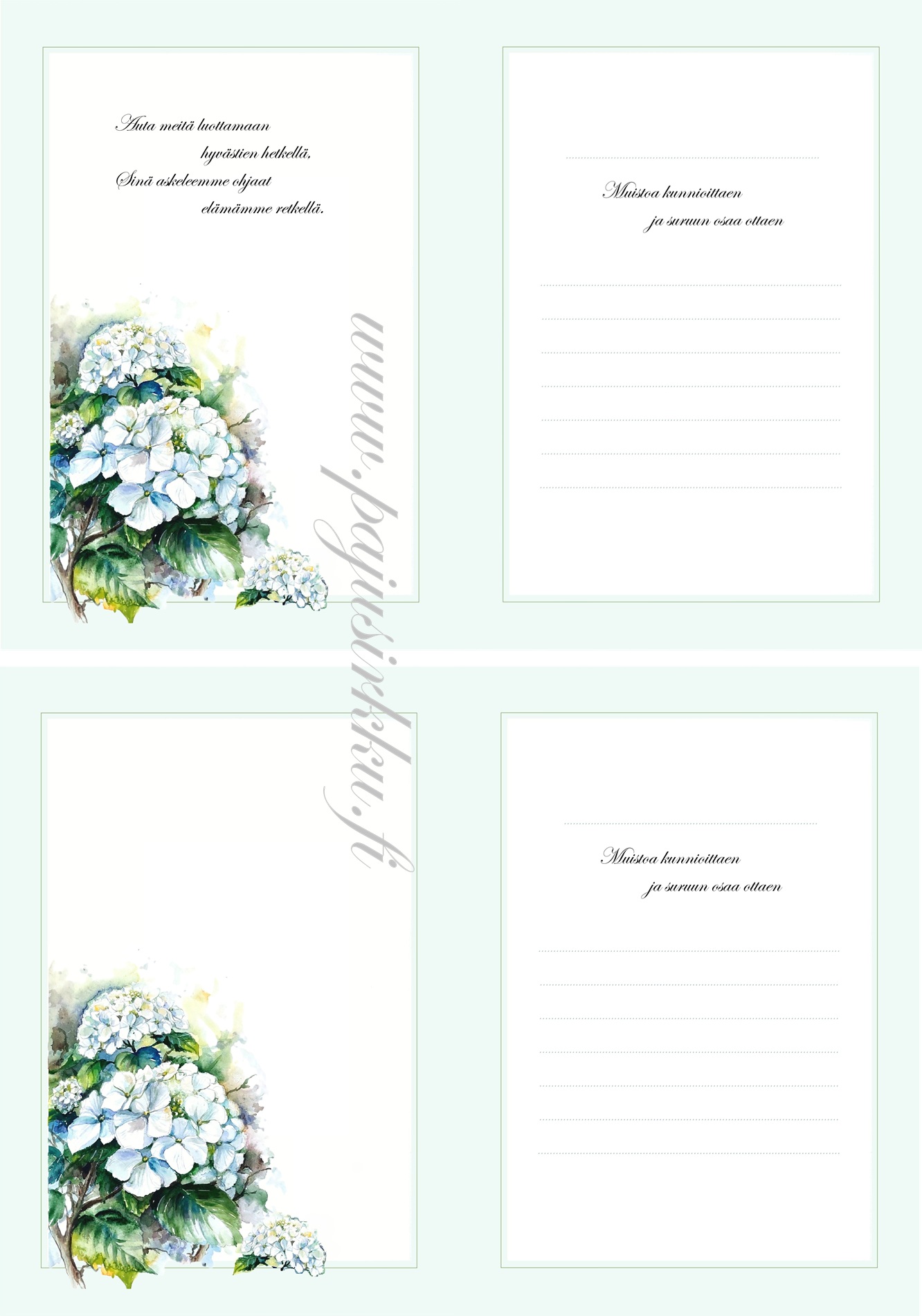 Suruadressi 9 "Valkea hortensia" A4 - Image 2