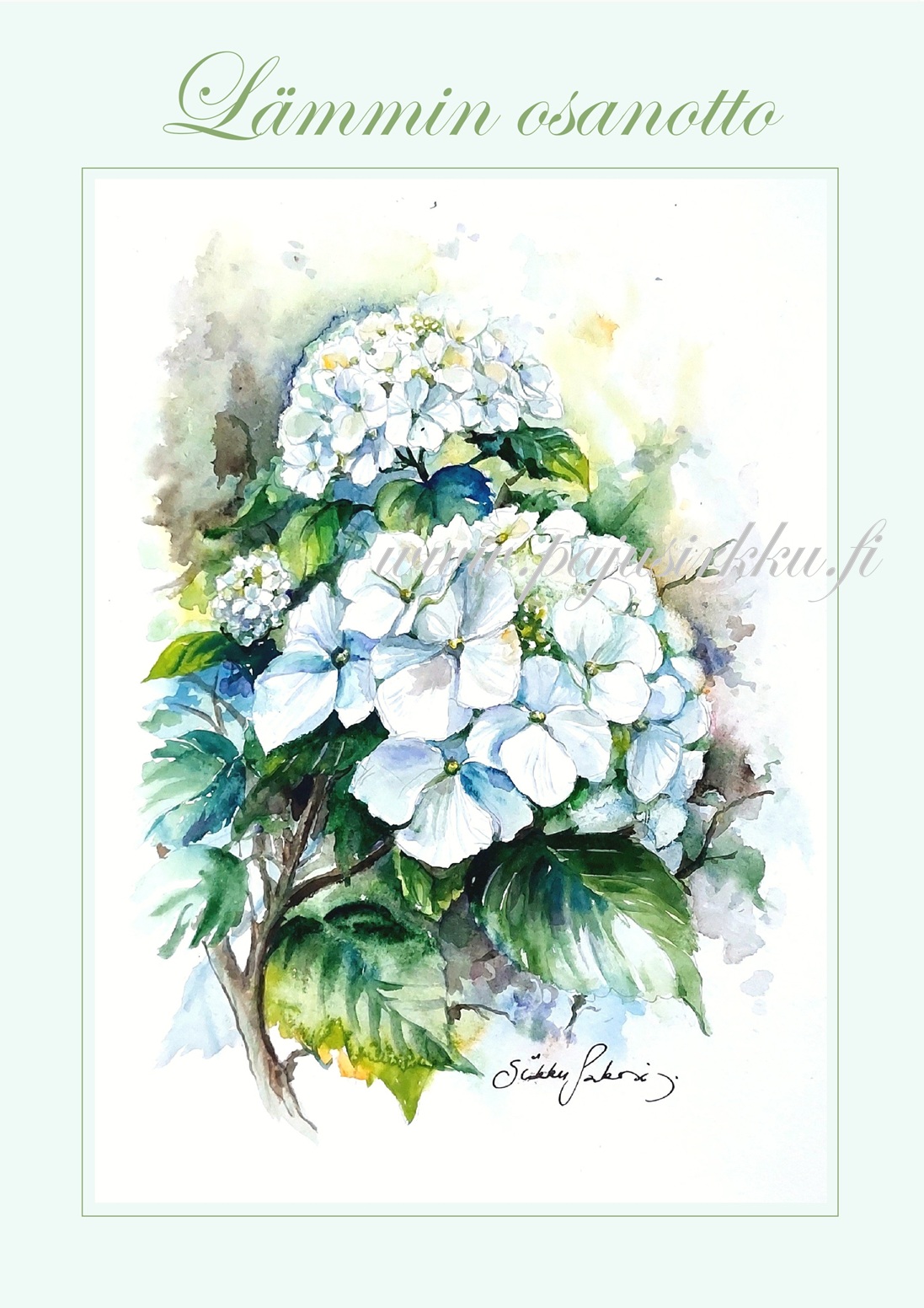 Suruadressi 9 "Valkea hortensia" A4